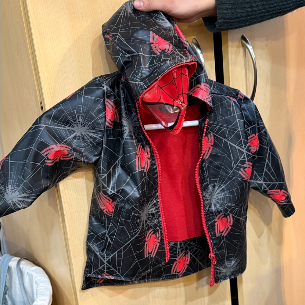 Marvel Spider-Themed Raincoat - Black and Red